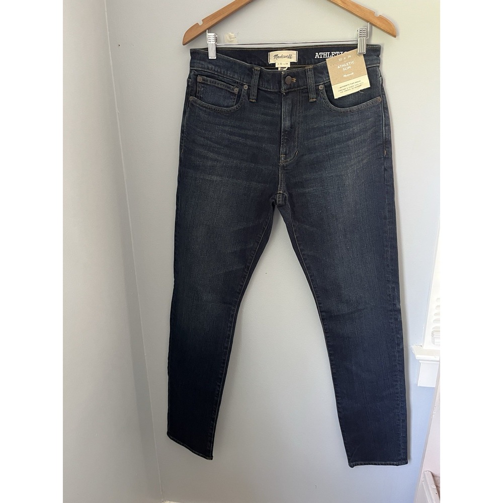 Madewell Men's Athletic Slim Dark Blue Denim Size W32 L34 Jeans Stretch Casual